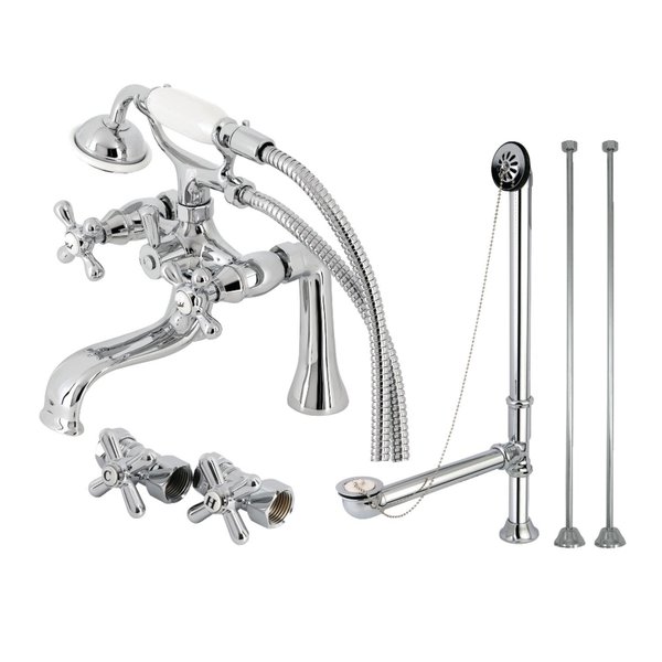 Kingston Brass CCK228C Deck Mount Clawfoot Tub Faucet Package with Supply Line, Polished Chrome CCK228C